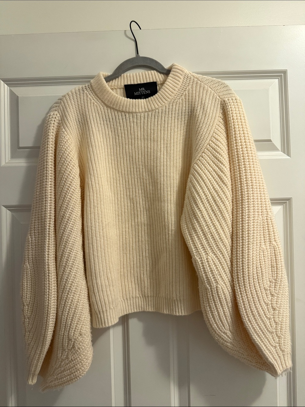 Cream Ribbed Knit Sweater